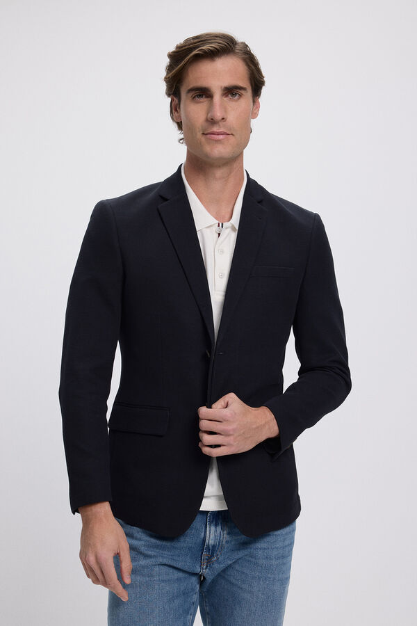 Jack & Jones Blazer slim fit piqu&eacute; Azul marino