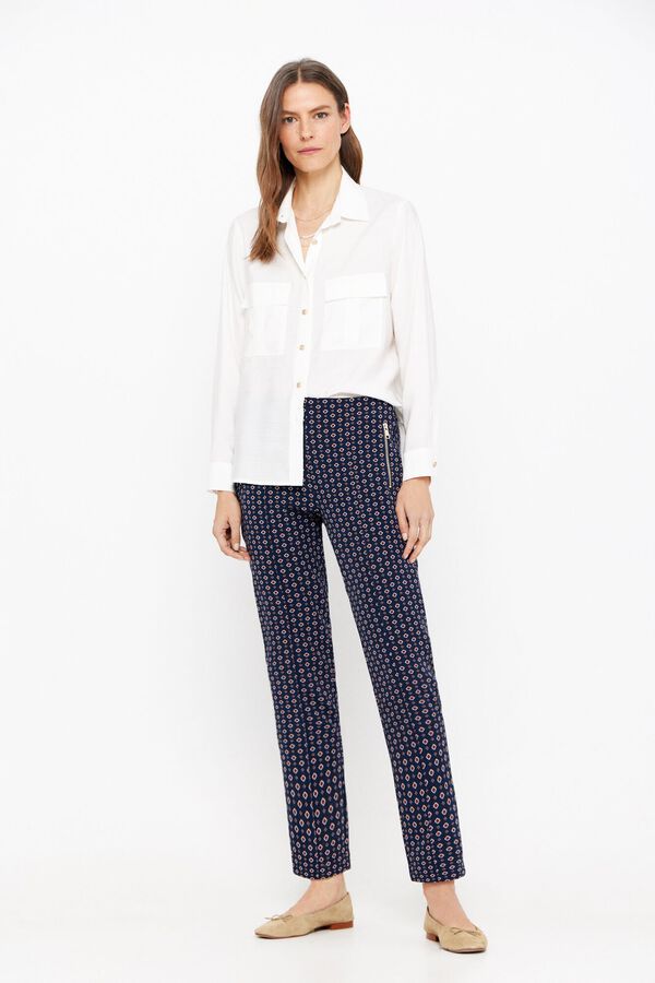 Cortefiel Pantal&oacute;n skinny cremalleras Estampado azul