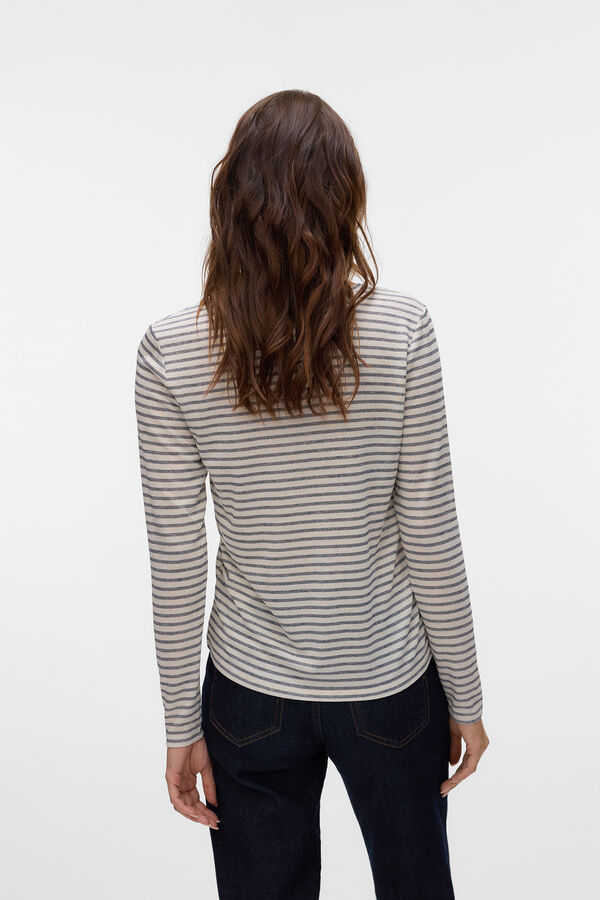 Vero Moda Camiseta b&aacute;sica riscas de manga comprida Cinzento