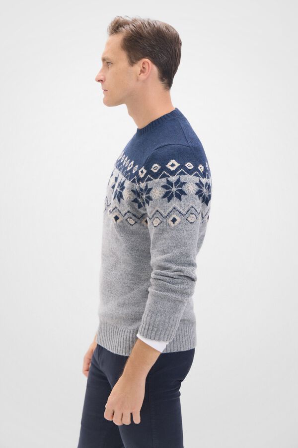 Cortefiel Su&eacute;ter de l&atilde; de natal com gola redonda Cinzento