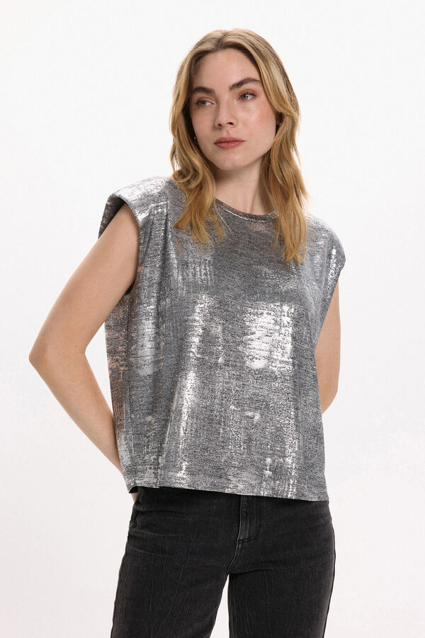 Vila Top sin mangas metalizado Gris