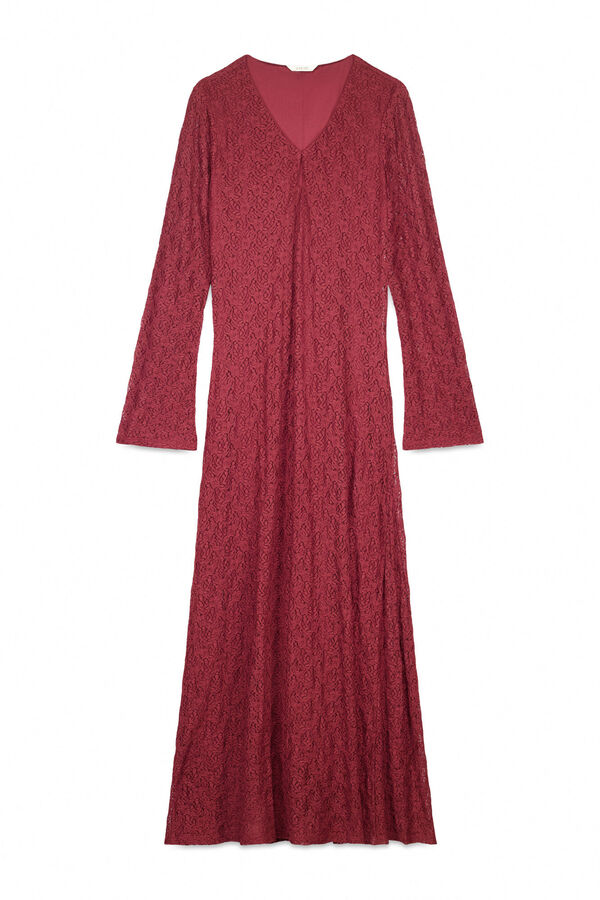 Slowlove Vestido encaje manga larga Vino