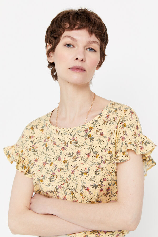 Cortefiel Camiseta volante Amarillo