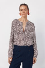 Cortefiel Blusa gola redonda Castanho