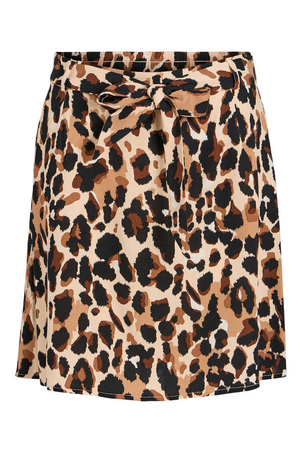 Vila Falda corta de cintura alta de animal print Negro