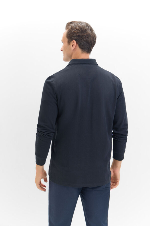 Cortefiel Polo b&aacute;sico de manga comprida Preto