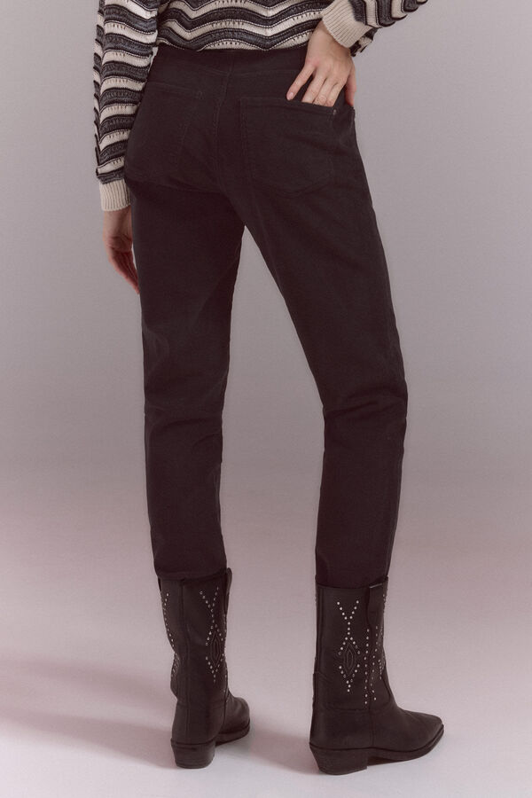 Slowlove Pantalones corduroy mom Negro