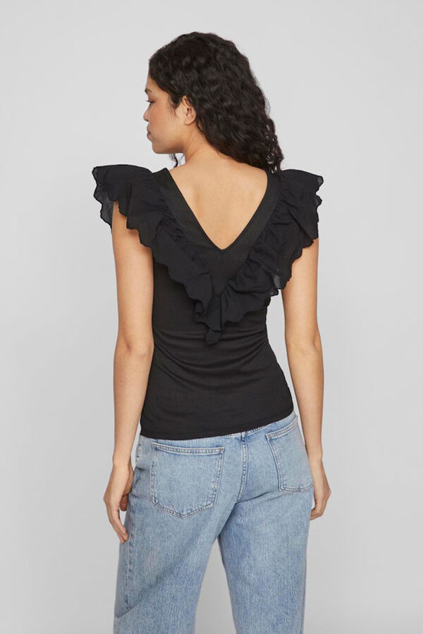 Vila Top justo com folho Preto