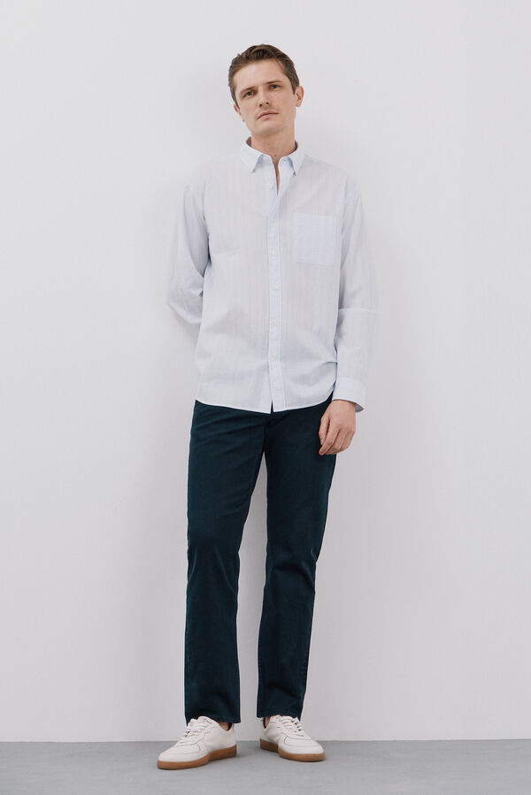 Cortefiel Camisa seersucker rayas Azul