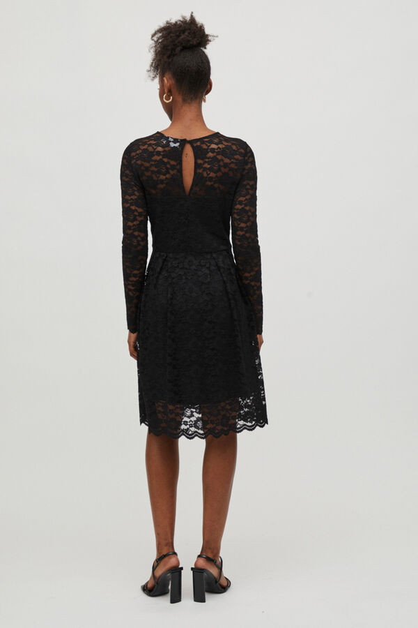 Vila Vestido encaje de manga larga Negro