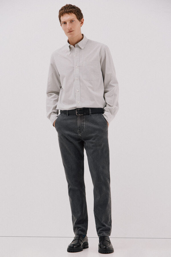 Cortefiel Camisa cuadros popel&iacute;n Gris