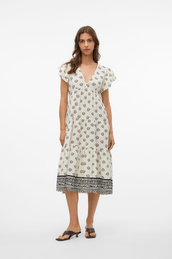 Vero Moda Vestido midi de manga corta Gris