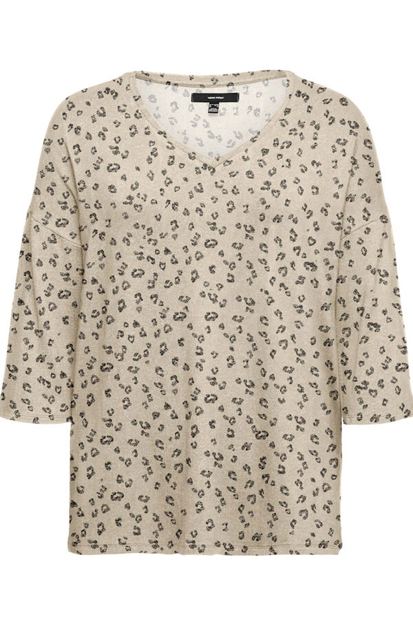 Vero Moda Curve T-shirt manga comprida tamanho grande Tostado