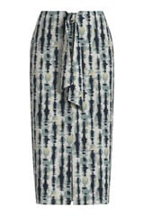 Vila Saia midi com estampado &eacute;tnico em viscose Azul