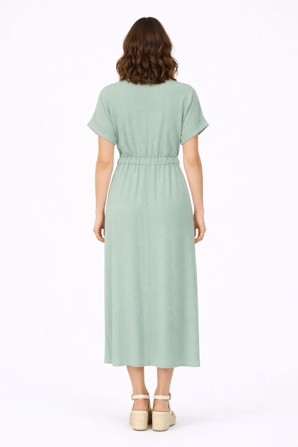 Vila Vestido midi de manga 2/4 de viscosa Kaki