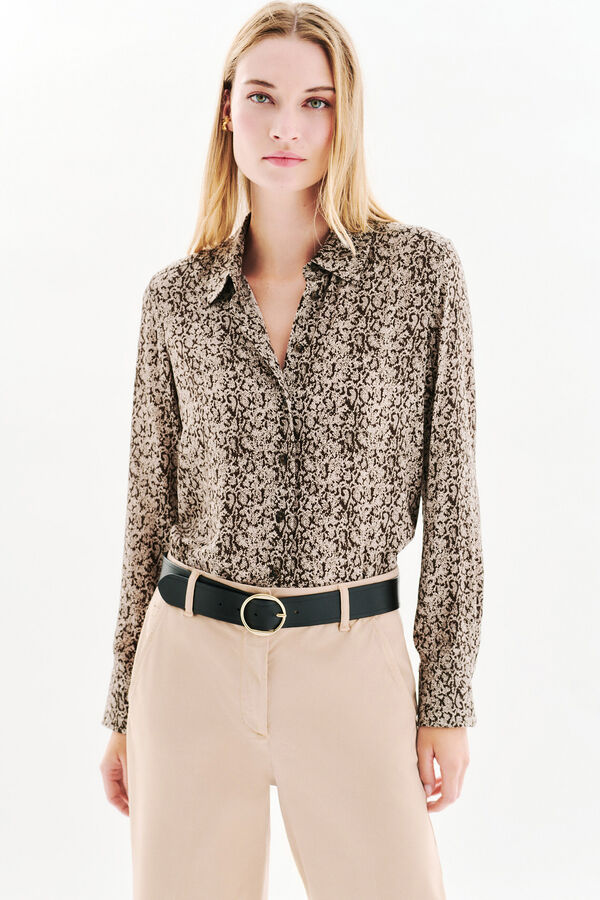 Caroll Camisa 100% viscosa Estampado marr&oacute;n