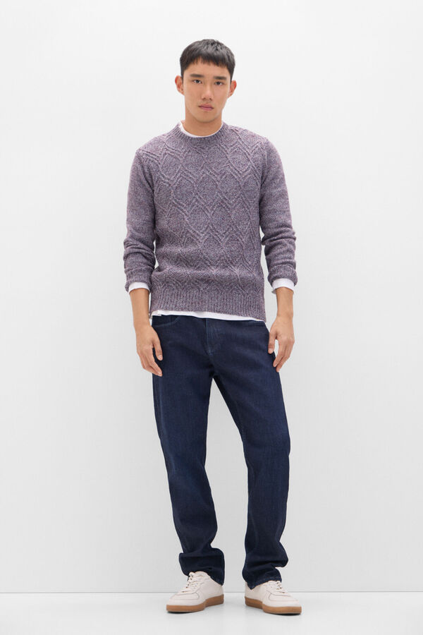 Cortefiel Su&eacute;ter de l&atilde; tran&ccedil;ada com diamantes com gola caixa Granada