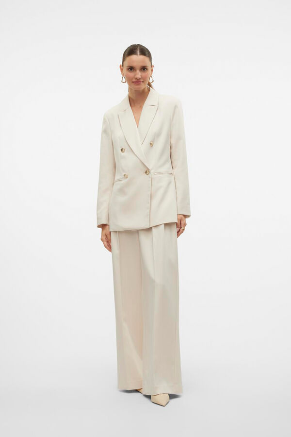 Vero Moda Blazer larga doble botonadura Gris