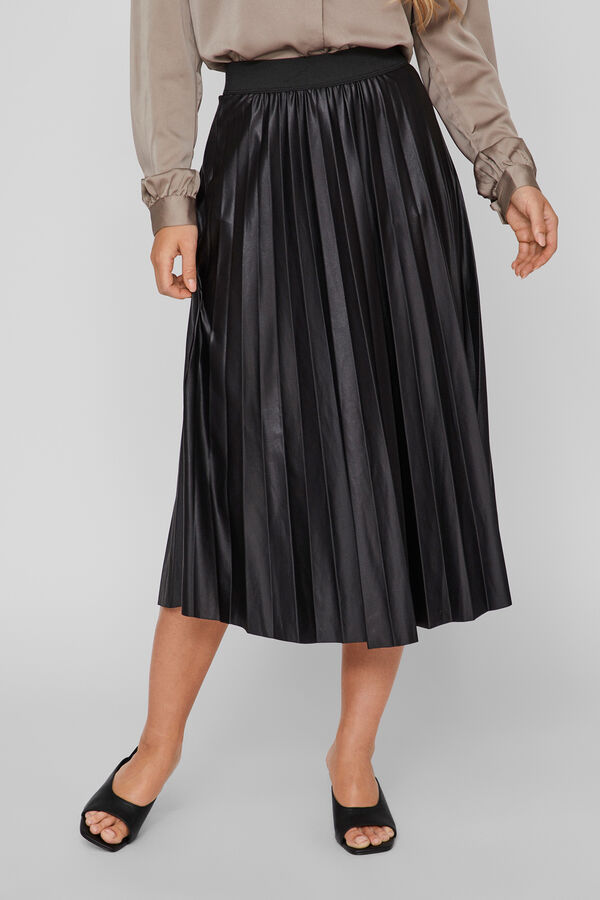 Vila Falda midi plisada Negro