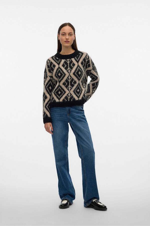 Vero Moda Camisola de malha grossa com estampado Preto