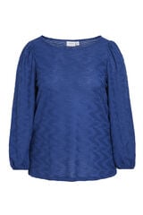 Evoked by Vila Top manga larga curvy Azul marino