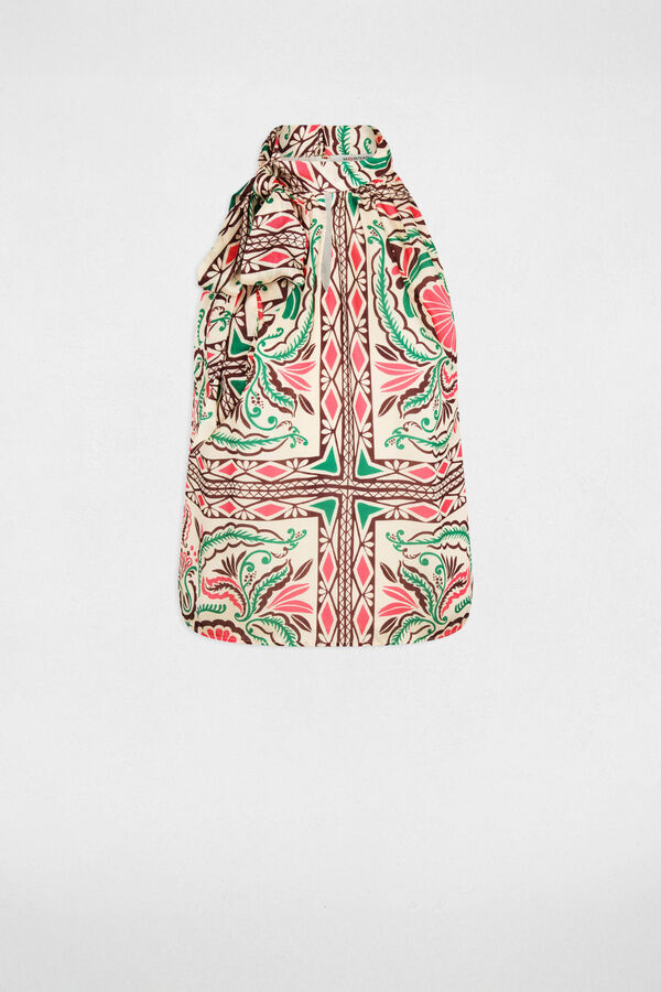 Morgan Blusa satinada con cuello alto Multicolor