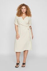 Evoked by Vila Vestido midi de lino curve Marr&oacute;n