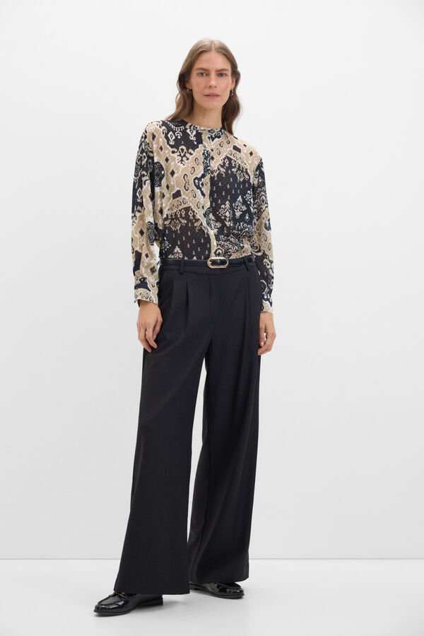 Cortefiel Blusa estampada tejido textura Estampado blanco