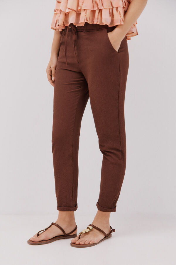 Cortefiel Cal&ccedil;as muito flu&iacute;do Castanho