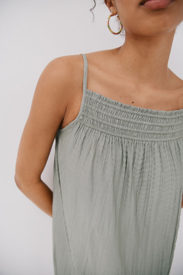 Cortefiel Vestido halter satinado Kaki