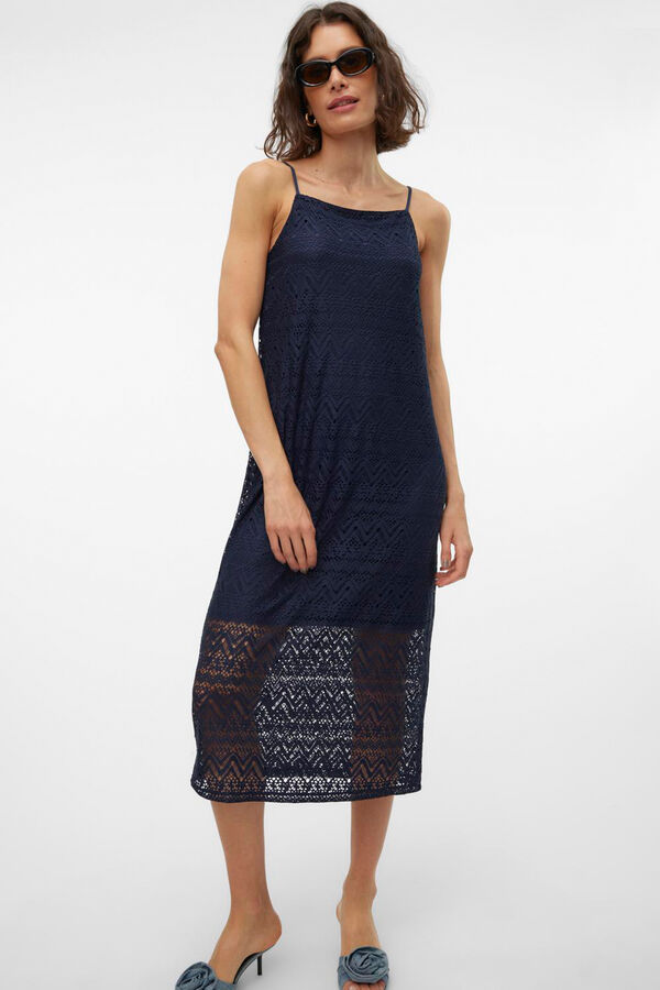 Vero Moda Vestido midi de tirantes Azul marino