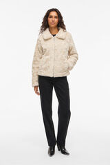 Vila Casaco de pele sobretudo com fecho-&eacute;clair Tostado