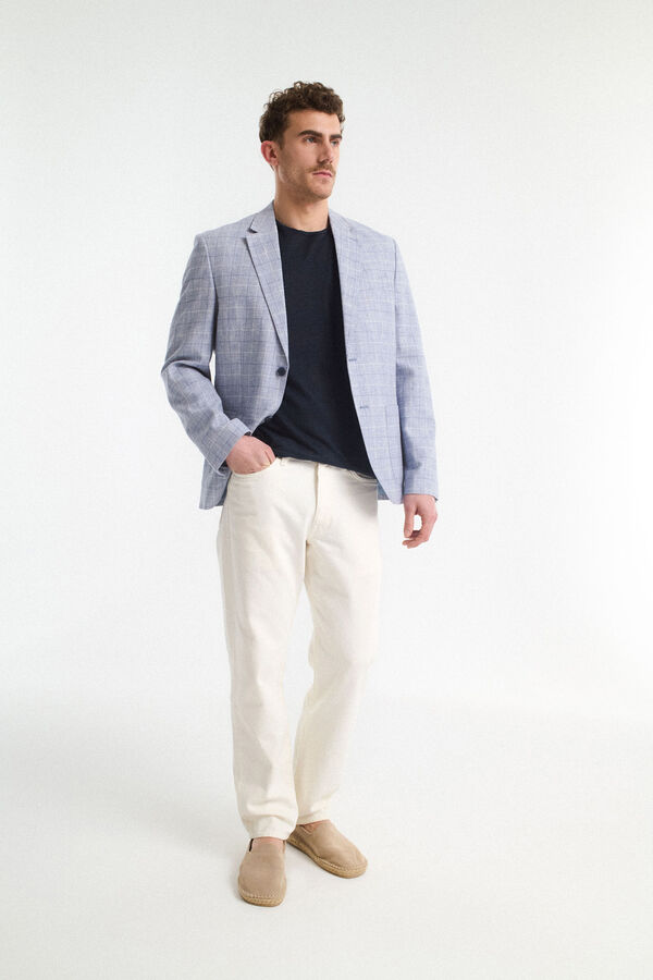 Selected Blazer de linho regular Azul