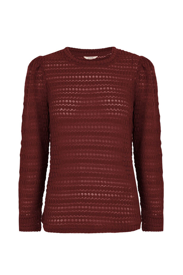 Slowlove Top de punto estructura con manga abullonada Naranja