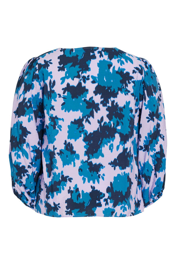 Evoked by Vila Blusa estampada manga larga curvy Azul marino