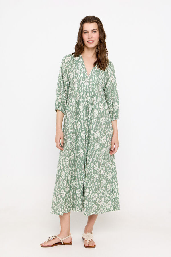 Springfield Fifty Factory Cortefiel Mujer Vestido Largo Estampado