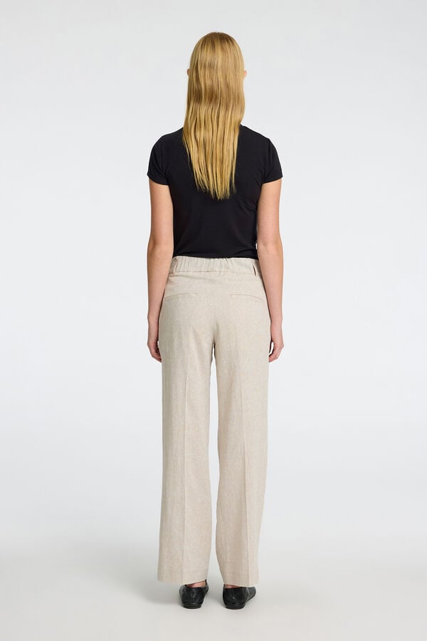 Selected Femme Pantal&oacute;n de lino Wide Leg Marr&oacute;n
