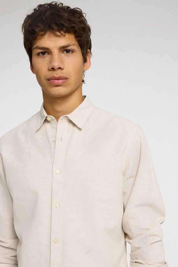 Selected Camisa de linho slim fit Tostado