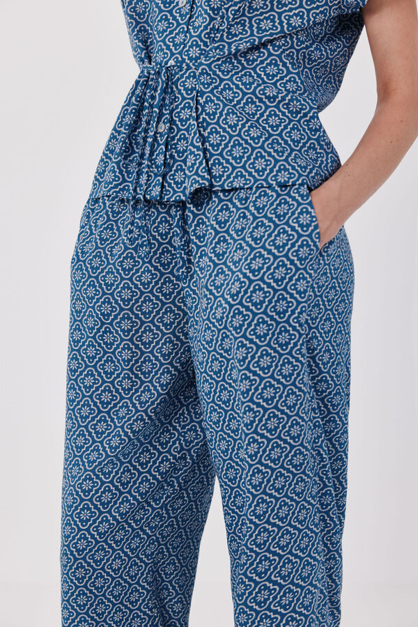 Cortefiel Cal&ccedil;a fluida estampada Azul