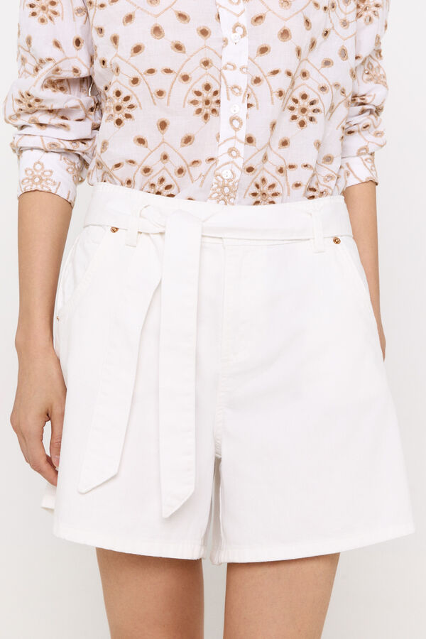 Cortefiel Short vaquero lazo Blanco