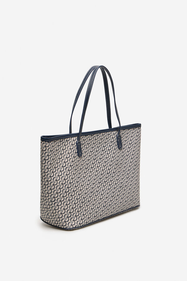 Cortefiel Bolso shopper monograma Azul