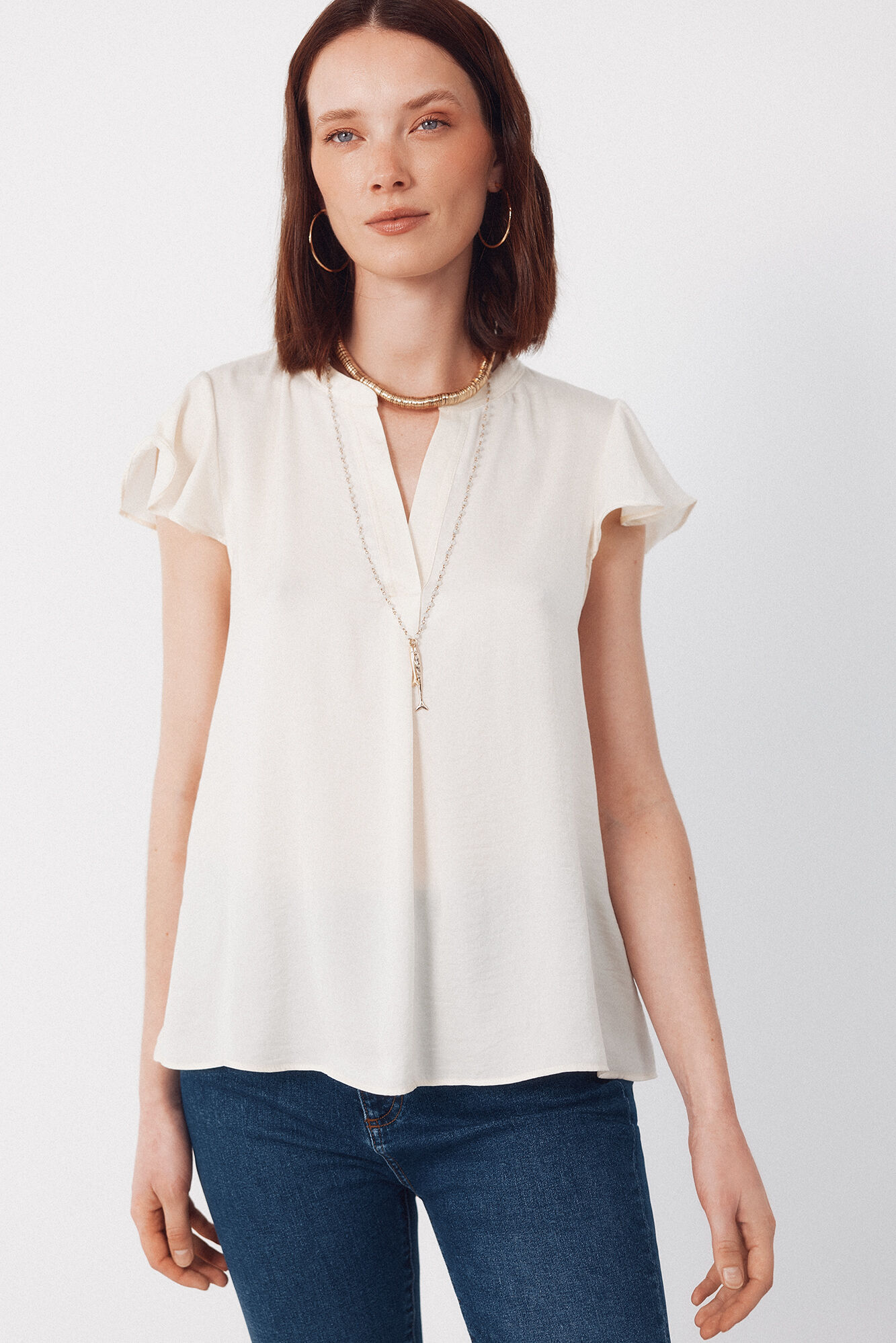 Cortefiel Blusa fluida manga vuelo