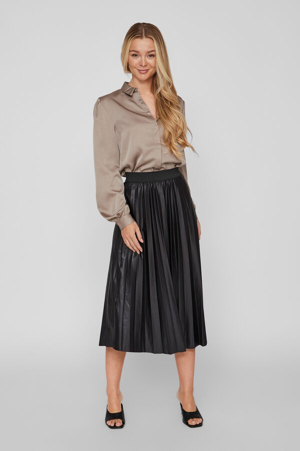 Vila Falda midi plisada Negro