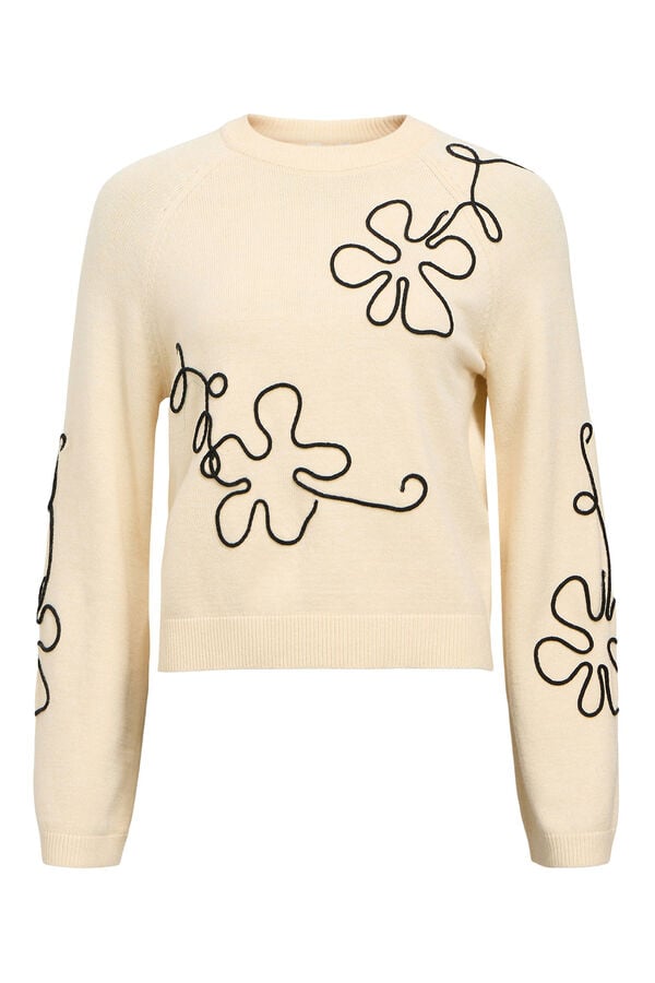 Object Jersey punto bordado flor Beige