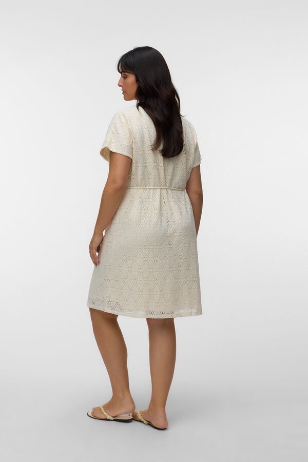 Vero Moda Curve Vestido curto gola em bico tamanho grande Tostado