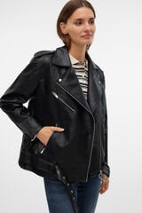 Vero Moda Cazadora biker efecto piel Negro