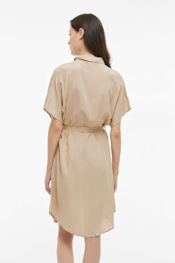 Vila Vestido camisero midi de viscosa y lino Gris