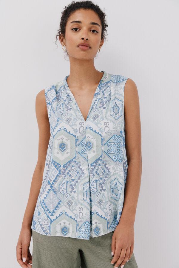 Cortefiel Blusa sin mangas Azul