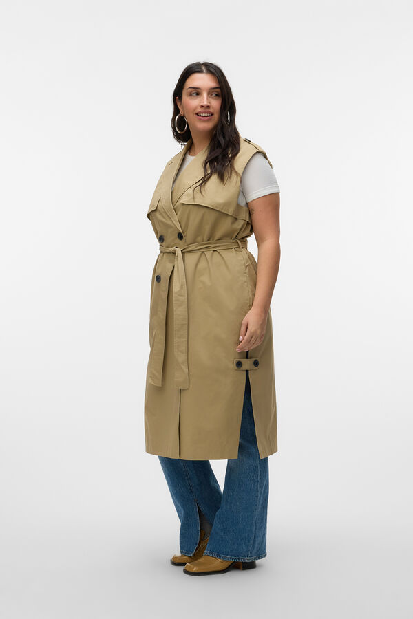 Vero Moda Curve Chaleco largo de doble abotonadura talla grande Gris
