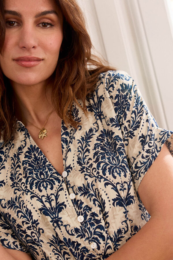 Pol&iacute;n Et Moi Vestido largo camisero Ruth Azul marino